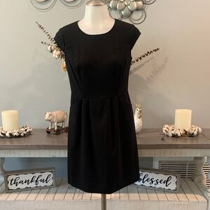 LOFT Black Cap-Sleeve Shift Dress